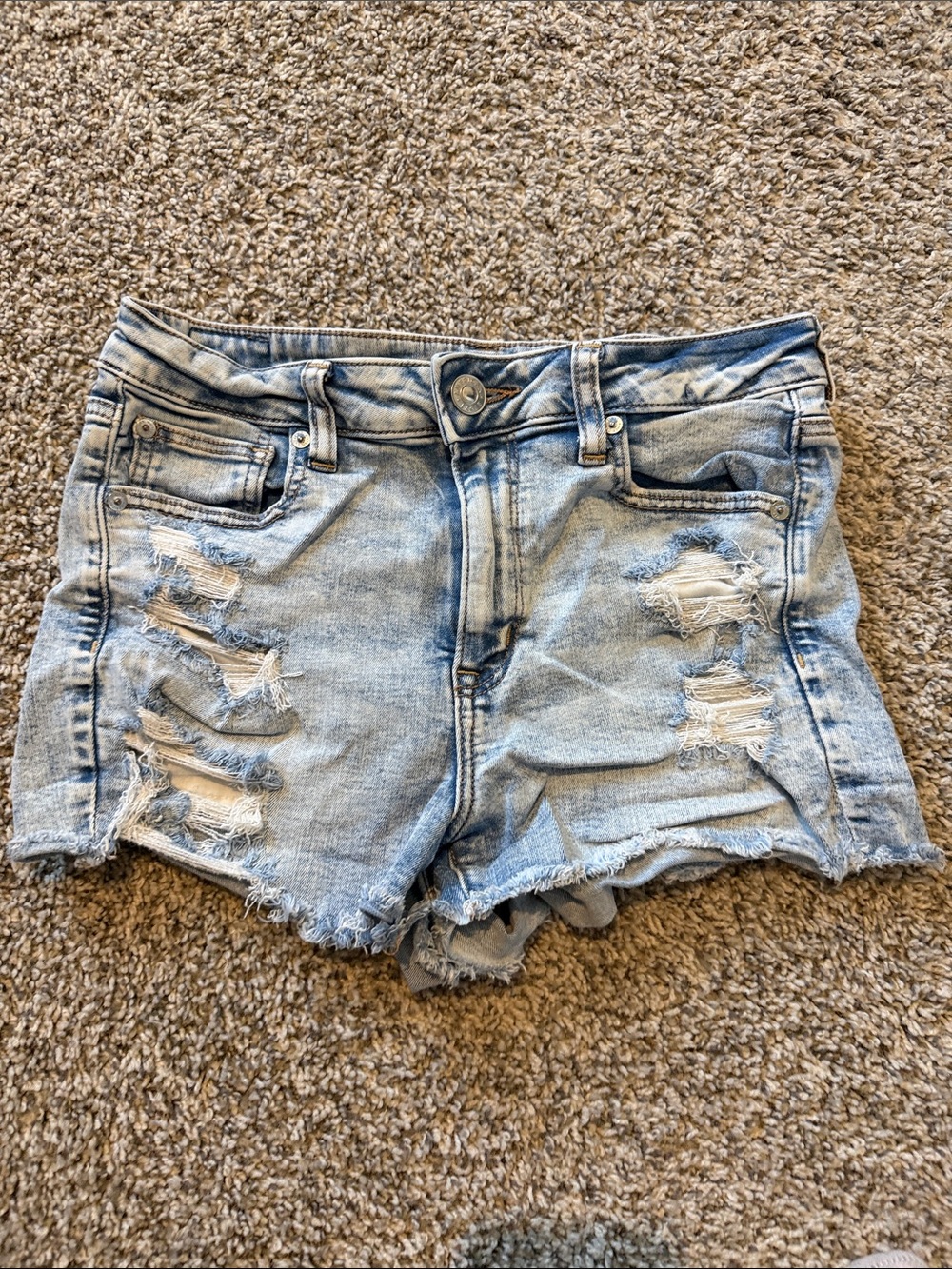 American Eagle Outfitters Light Wash Distressed Denim Jean Shorts